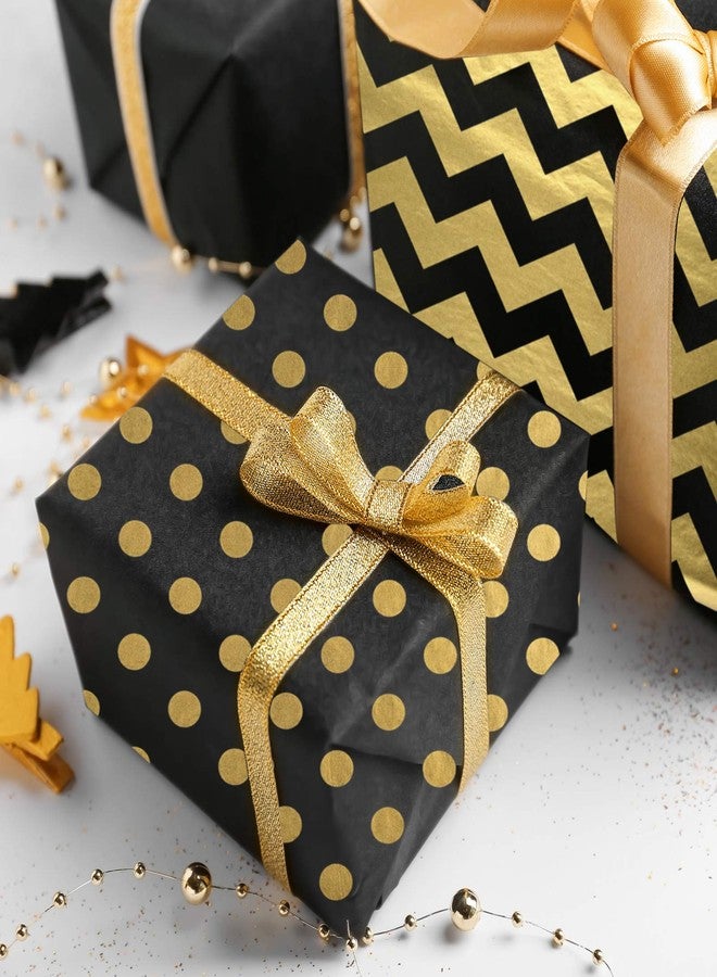 MIAHART 60 Pcs Gold Black Tissue Paper Bulk 3 Style Decorative Metallic Wrapping Paper for Birthday Weddings Christmas Party Decoration, DIY Arts Crafts - Image 5